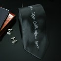 Czarny krawat męski z instrukcją wiązania krok po kroku – elegancki krawat do garnituru, idealny na prezent