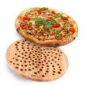 Drewniana deska do pizzy 36 cm z otworami – naturalna deska do serwowania i pieczenia pizzy