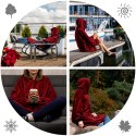 Czerwona bluza koc z kapturem – ciepła bluza oversize damska na taras, do domu i na chłodne wieczory