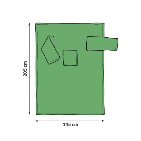 Wymiary bluzy koc z rękawami 145x205 cm – duży koc oversize z polaru dla dzieci i dorosłych