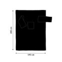 Wymiary czarnej bluzy koc z rękawami 145x205 cm – duży koc oversize z polaru dla dorosłych i dzieci