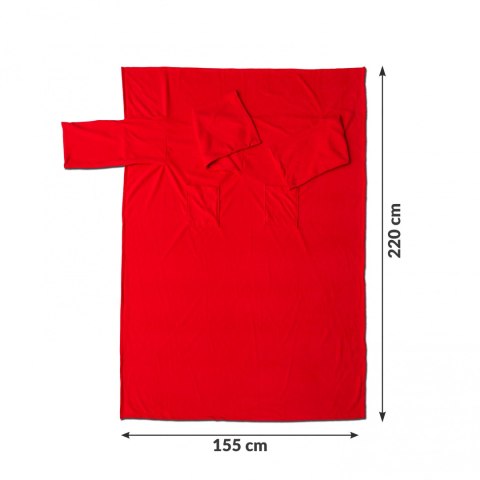 Czerwona bluza koc dla pary 220x155 cm – duży rozmiar zapewniający komfort, ciepło i wygodę podczas wspólnego relaksu