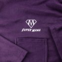 Fioletowa bluza koc Super Mama z haftem – ciepła i miękka bluza oversize z praktyczną kieszenią, idealny prezent dla mamy
