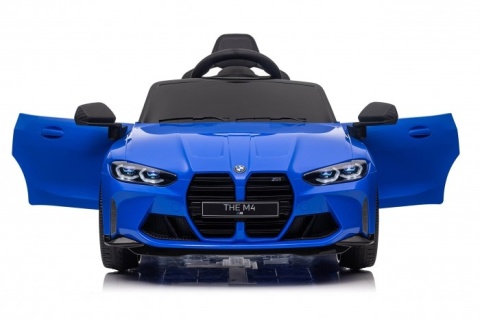 Niebieskie BMW M4 na akumulator dla dzieci 3-8 lat – otwierane drzwi, LED, pilot 2.4GHz
