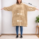 Beżowa bluza koc oversize 95x85 cm – rozmiar uniwersalny, szerokie rękawy i luźny krój zapewniają wyjątkowy komfort i ciepło