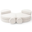 Sofa modułowa dla dzieci Bearly w kolorze białym z okrągłymi poduszkami