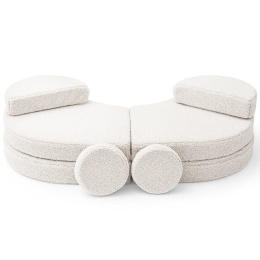 Sofa modułowa dla dzieci Bearly w kolorze białym z okrągłymi poduszkami