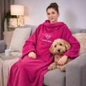 Kocobluza różowa z kapturem - ciepła bluza oversize do domu z kieszenią, idealna na chłodne wieczory