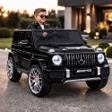 Czarny Mercedes G63 AMG na akumulator dla dzieci – tył pojazdu z kołem zapasowym i światłami LED