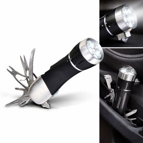 Latarka multitool z narzędziami - wielofunkcyjna latarka LED z zestawem survival do samochodu i domu
