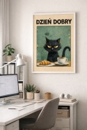 Plakat Dzień Dobry w bialej ramie – nowoczesna dekoracja ścienna