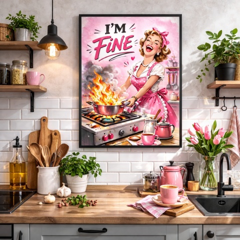 Plakat I’m Fine – dekoracja ścienna retro do kuchni