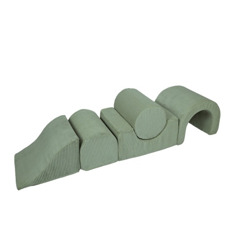Aesthetic Playset MeowBaby® zielony – 5-elementowy zestaw piankowy ze sztruksu, modułowy tor przeszkód dla dzieci do domu