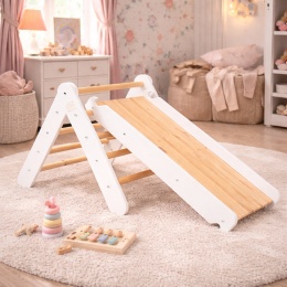 drabinka montessori ze zjeżdżalnią dla dzieci – drewniany plac zabaw do pokoju dziecka