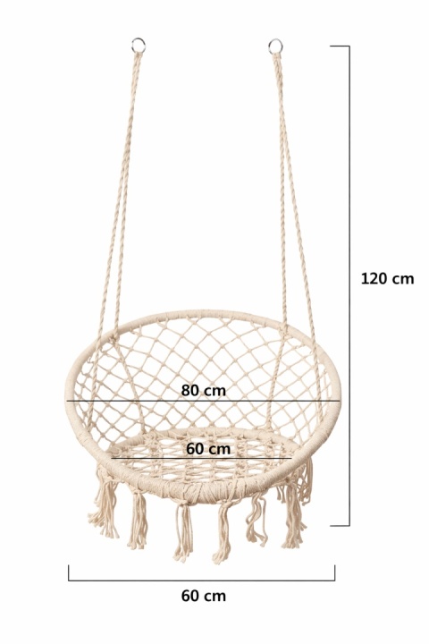 Huśtawka bocianie gniazdo 80 cm – wymiary siedziska i długość lin 120 cm