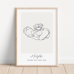Metryczka dziecka line art z imieniem Matylda