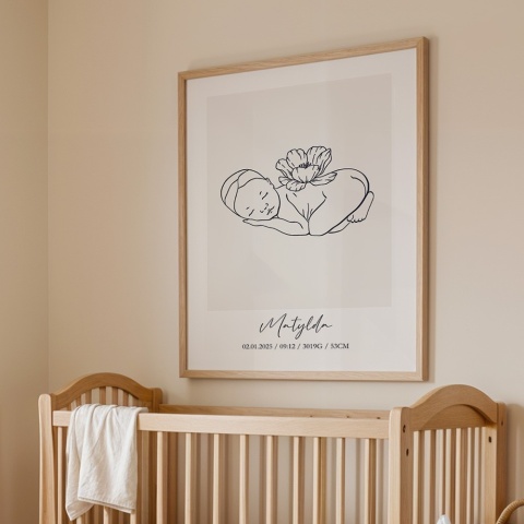 Personalizowany plakat dla dziecka line art Matylda