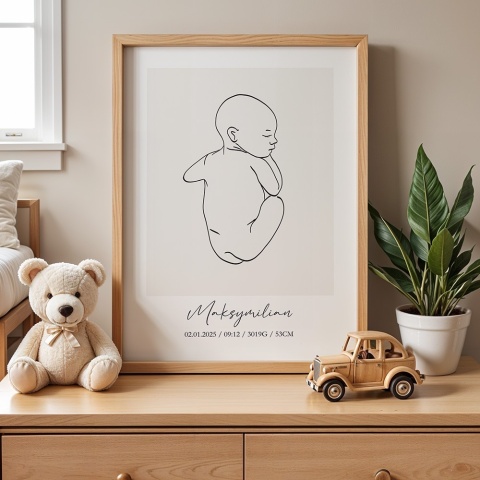 Personalizowany plakat dla dziecka line art Maksymilian
