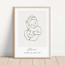 Metryczka dziecka line art z imieniem Liliana