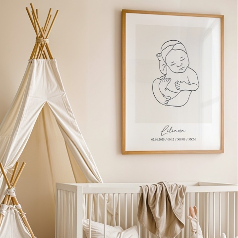 Personalizowany plakat dla dziecka line art Liliana