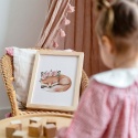 plakat lisek śpiący w pokoju dziecka pastelowa dekoracja ścienna dla dziewczynki boho