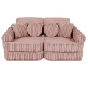 Różowa sofa modułowa dla dziecka z prążkowanego sztruksu Churros z poduszkami