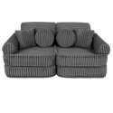 Ciemnoszara sofa modułowa dla dziecka z kolekcji Churros z miękkiego sztruksu