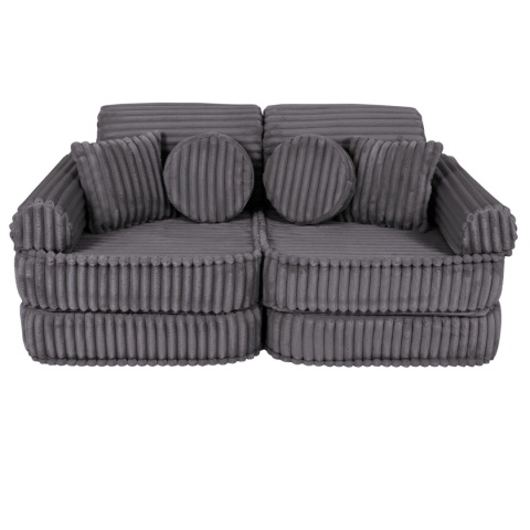 Ciemnoszara sofa modułowa dla dziecka z kolekcji Churros z miękkiego sztruksu