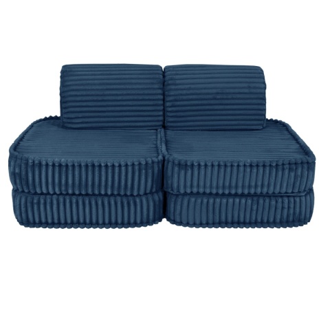 Granatowa sofa modułowa dla dziecka z miękkiego sztruksu