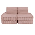 Różowa sofa modułowa dla dziecka z prążkowanego sztruksu do pokoju dziecięcego
