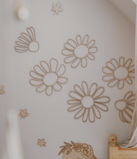 Dekoracja ścienna kwiaty drewniane styl boho