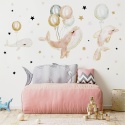 naklejka ścienna dla dzieci wieloryby delfiny balony gwiazdki pastelowa ocean