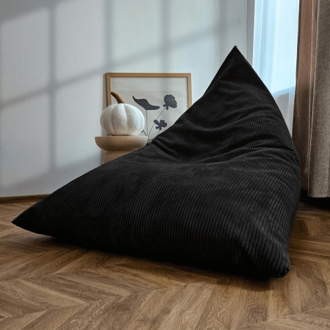 Czarna pufa worek MANCHESTER LN100 sztruksowa beanbag do salonu i pokoju młodzieżowego