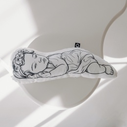 Poduszka newborn z ilustracją śpiącej dziewczynki niemowlęcia – personalizowana poduszka dla dziecka