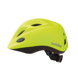 Kask dziecięcy BOBIKE Neon Yellow widok boczny lekki kask rowerowy dla dzieci