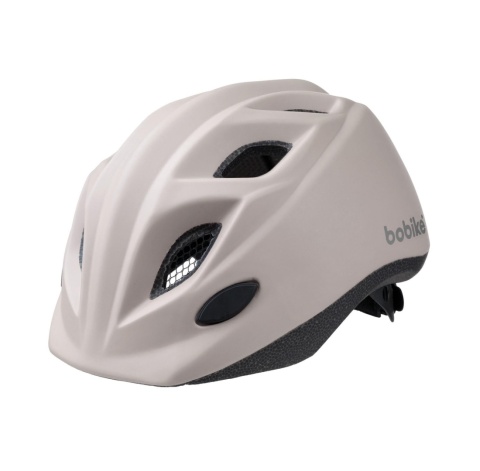 Beżowy kask dziecięcy Bobike widok z tyłu z regulacją rozmiaru