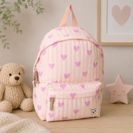 Różowy plecak dziecięcy Kidzroom w serduszka – lekki plecak dla dziewczynki do przedszkola i na wycieczki.