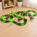 Tor dla dinozaurów elastyczny zestaw wyścigowy z mostem tunelami i figurkami dinozaurów dla dzieci  Krótszy ALT: