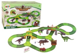 Tor dla dinozaurów 270 elementów z mostem tunelem figurkami dinozaurów i akcesoriami dla dzieci