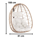 Kosz fotela wiszącego kokon brązowy z poduszkami – wymiary 108 cm x 81 cm