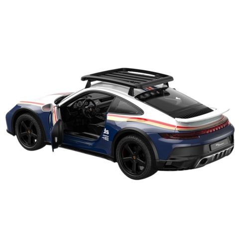Porsche 911 Dakar RC Rastar 1:14 z otwieranymi drzwiami i bagażnikiem dachowym