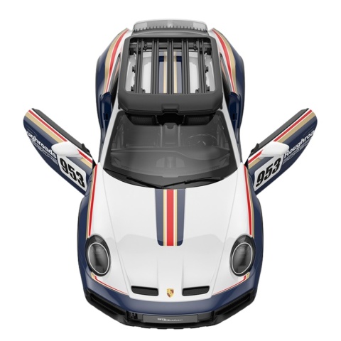 Samochód Porsche 911 Dakar RC Rastar 1:14 widok z góry z otwartymi drzwiami