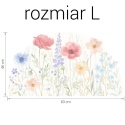 Naklejka ścienna kwiatowa łąka w pastelowych kolorach – rozmiar L 83 × 46 cm.