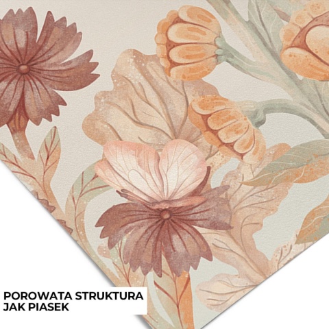 Tapeta dziecięca boho z kwiatową łąką, motylami i akwarelowymi roślinnymi detalami