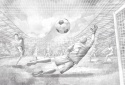 Tapeta piłkarska z motywem stadionu, bramkarza i meczu piłki nożnej dla dzieci