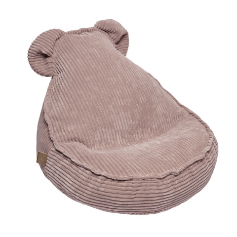Pufa dla dziecka Teddy Aesthetic różowa – miękkie sztruksowe siedzisko z uszkami misia