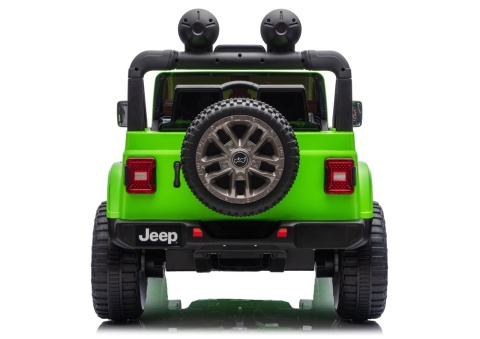 Jeep Rubicon 4x4 zielony samochód elektryczny dla dzieci widok z tyłu