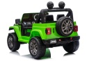 Zielony Jeep Rubicon 4x4 na akumulator dla dzieci widok tylny boczny
