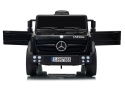 Auto na akumulator Mercedes Unimog HM7588 czarne z otwieranymi drzwiami i efektownym oświetleniem LED.