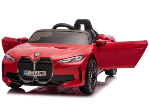 BMW i4 na akumulator dla dzieci z otwieranymi drzwiami – czerwony samochód elektryczny